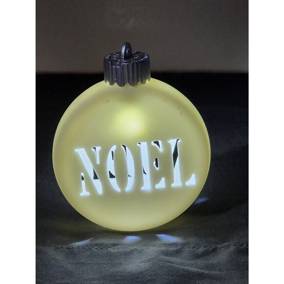 Vintage White Ceramic Bisque LED Lighted Hanging "NOEL" 2-Sided Ornament - Picture 2 of 5